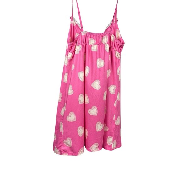 Betsey Johnson Intimates Babydoll Slip‎ Dress M Pink Heart Lace Y2K Vintage 00s - Picture 6 of 6
